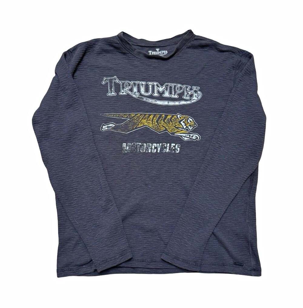 Lucky Brand Men’s XL Gray Long Sleeve Crew Neck Triumph Tiger Graphic T-Shirt